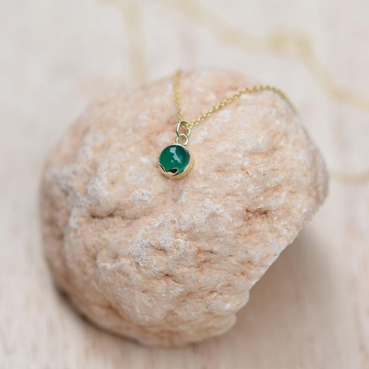 Goldkette mit Onyx-Cabochon Anhänger Azalea 48621