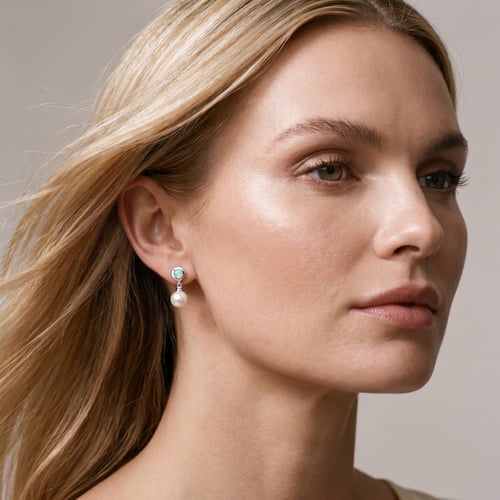 Silberne Perlen-Ohrringe mit Lab Grown Opalen Billie