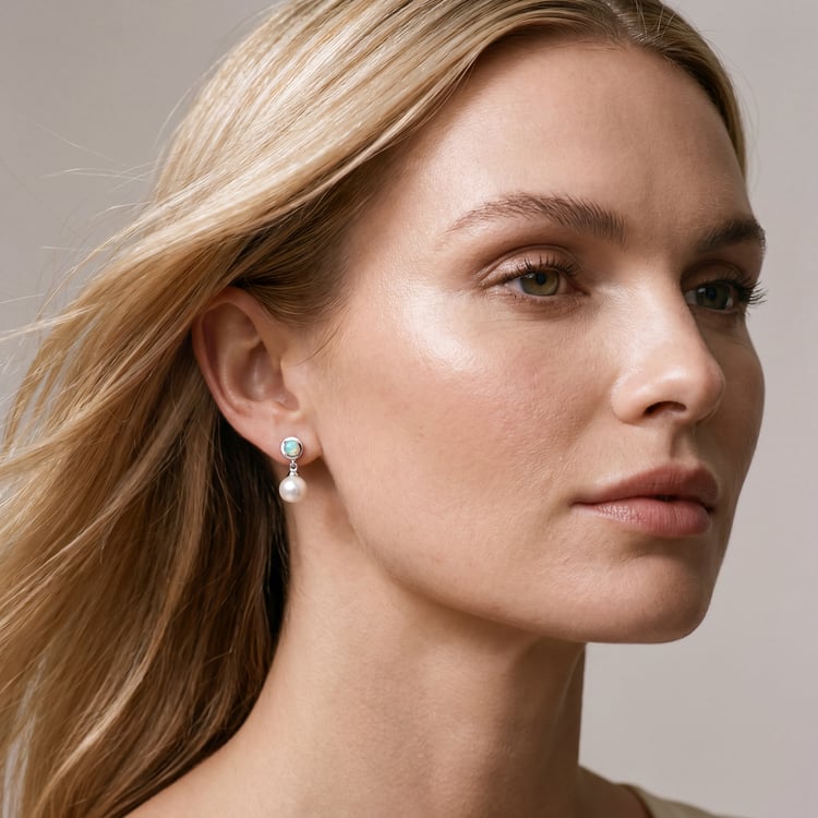 Silberne Perlen-Ohrringe mit Lab Grown Opalen Billie 170488