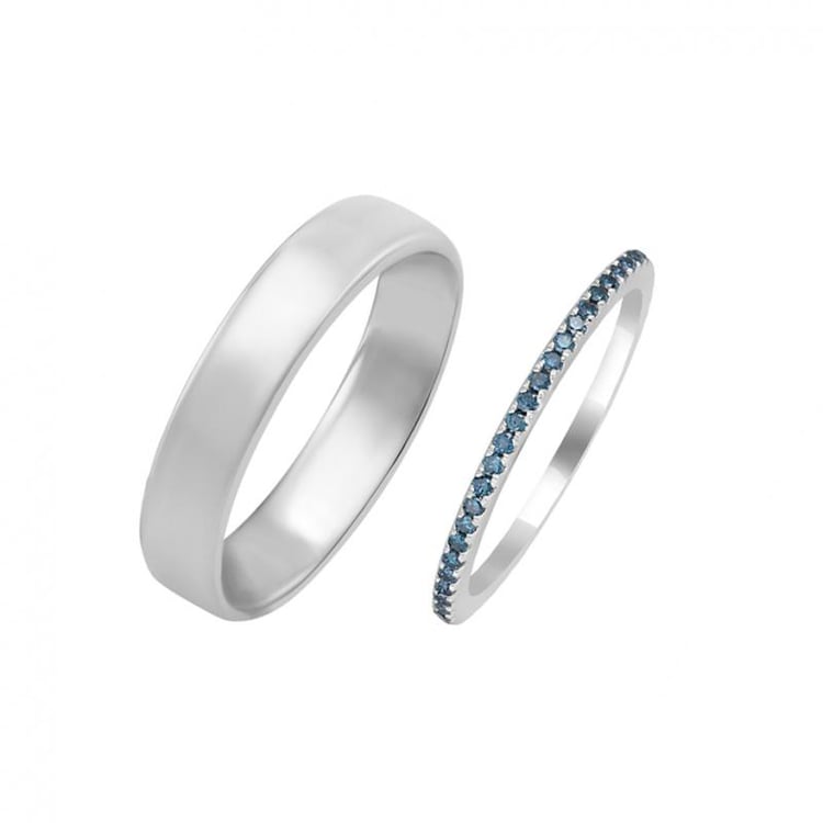 Memoryring mit blauen Diamanten und Herrenring Oana