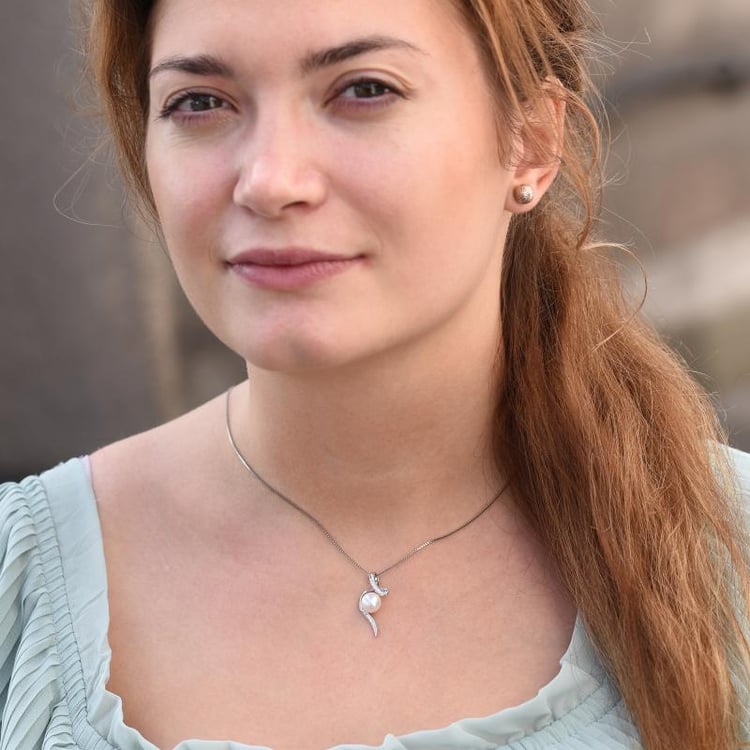 Moderne Anhänger aus Silber mit Perle und Zirkonia Acanda 46805