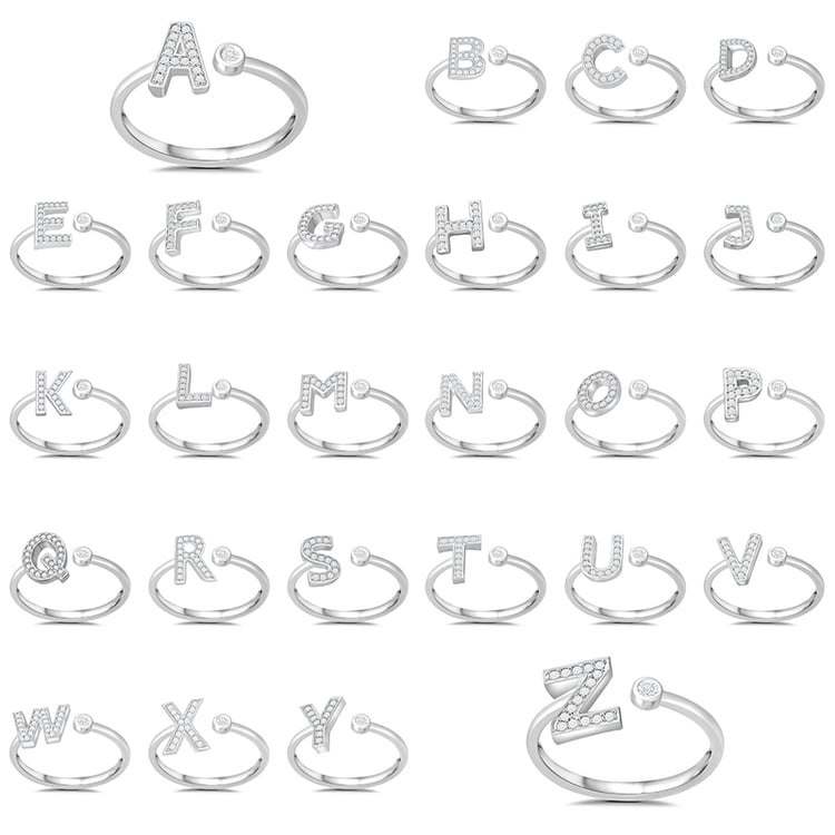 Ring mit Diamanten mit Buchstaben und Edelstein nach Wahl Armand 87882