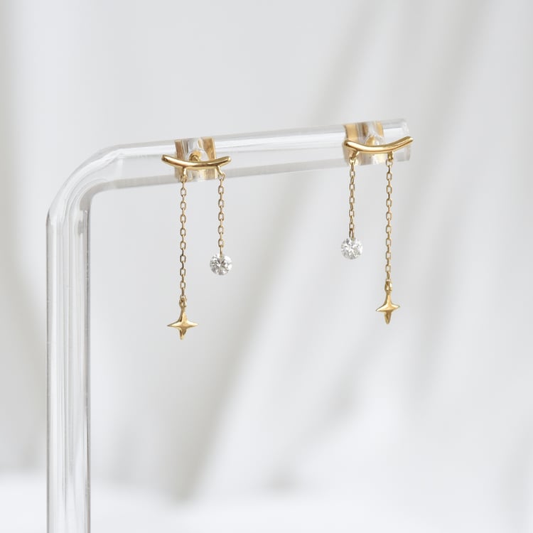 Hängeohrringe mit Sternen und Diamanten Herman 86794
