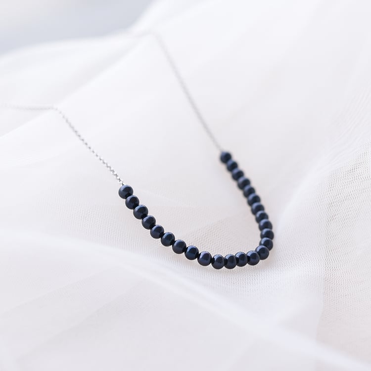 Silbernes Schmuckset mit schwarzen Perlen Emerson 58305