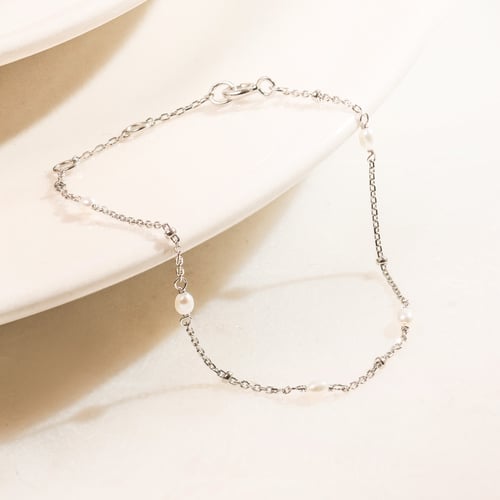 Silbernes Armband mit Perlen Malakai