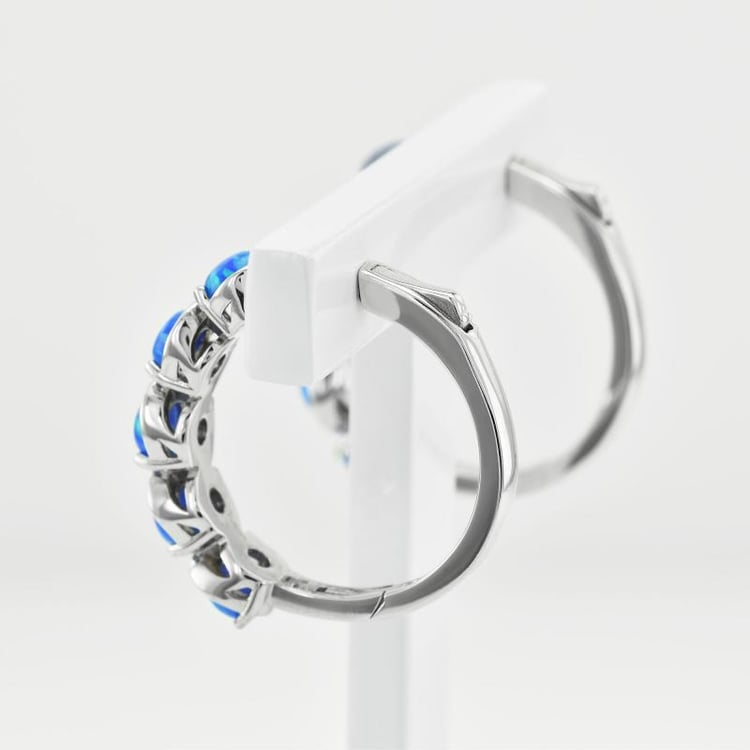 Opal Silber Creolen 35778