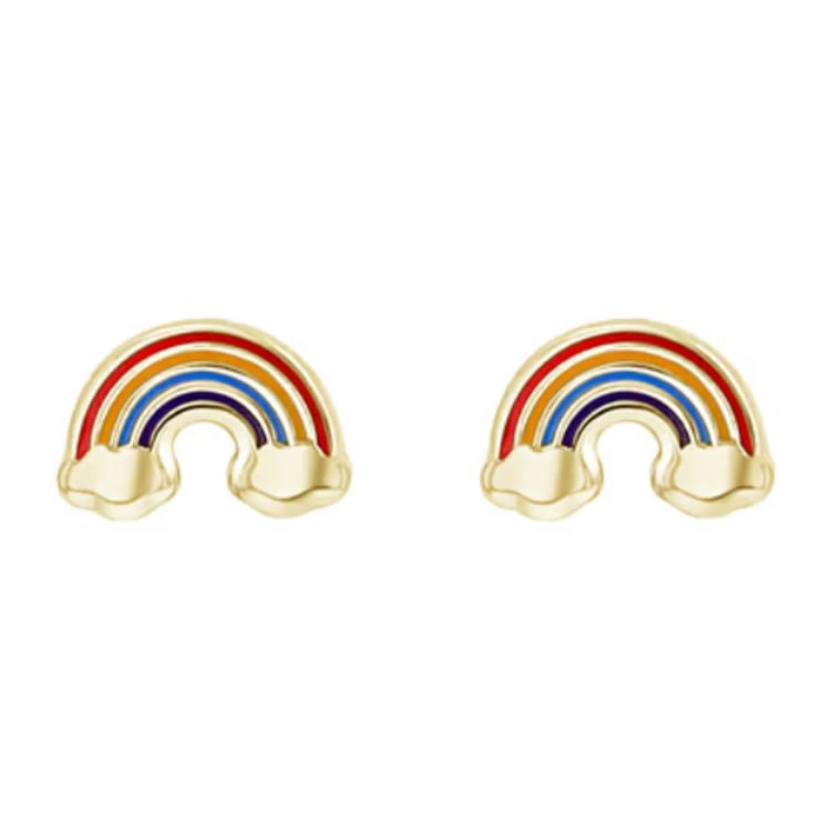 Goldene Kinder-Ohrringe in Regenbogenform Marigold