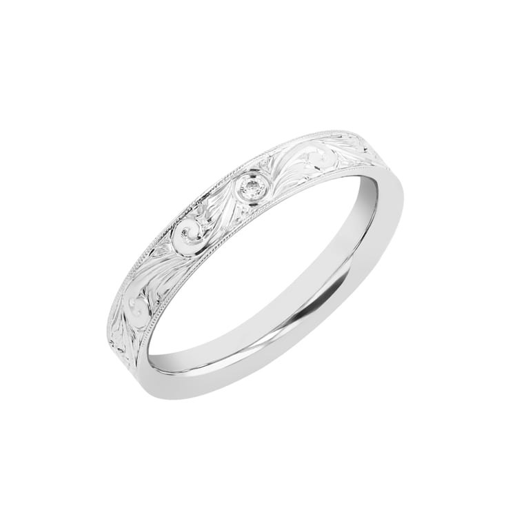 Vintage Eheringe mit Gravur und einem Diamanten Denton 98398