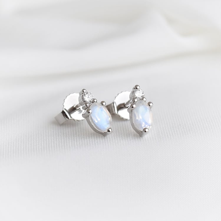 Cluster-Ohrringe mit Mondstein, Saphir und Diamanten Roseann 90410