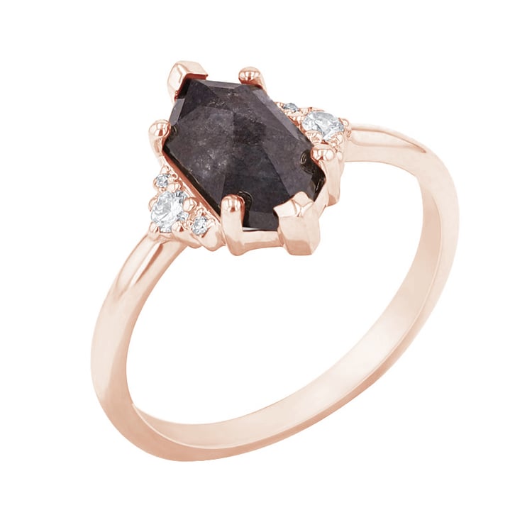 Verlobungsring mit einem Salt and Pepper Diamanten in Hexagonform Lanre 117625