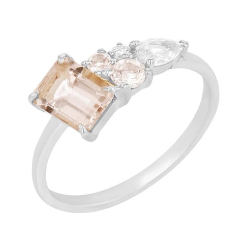 Cluster Scheidungsring mit Morganiten, Diamant und Saphir Frank