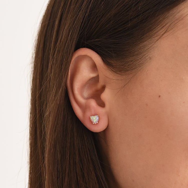 Goldene Ohrringe mit rosa Opalen in Herzform Kaciah 76151