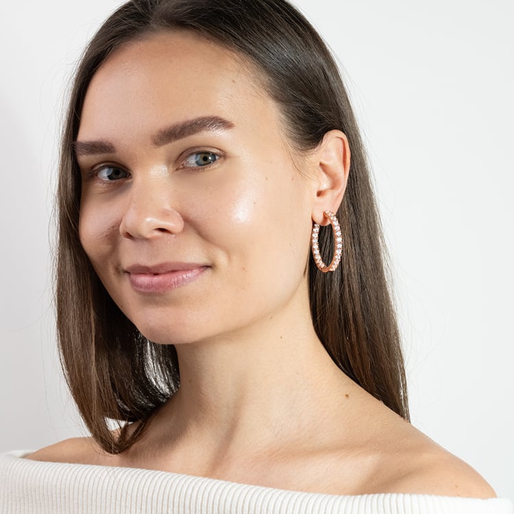 Silberne Creolen mit Zirkonia Elibi 149944