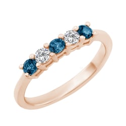 Goldener Ring mit blauen und klaren Diamanten Aisha