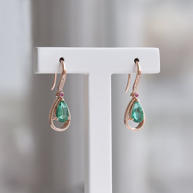 Smaragdohrringe mit Saphiren und Diamanten Elsterna 73575