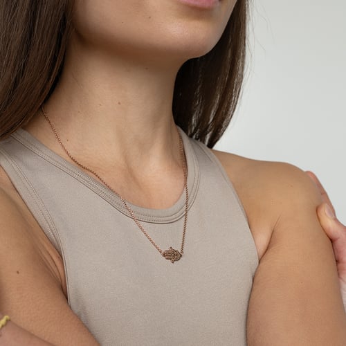 Silberne Yoga Halskette mit dem Symbol Hamsa