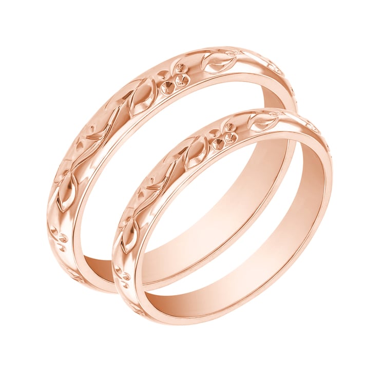 Rosegold Ring mit Blumen Gravur 33740