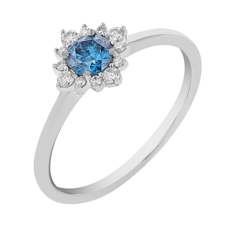 Verlobungsring mit einem IGI zertifizierten 0.31 ct blauen Lab Grown Diamanten Febe