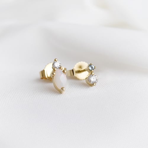 Cluster-Ohrringe mit Opal, Moissanit, Diamant und Topas Roseann