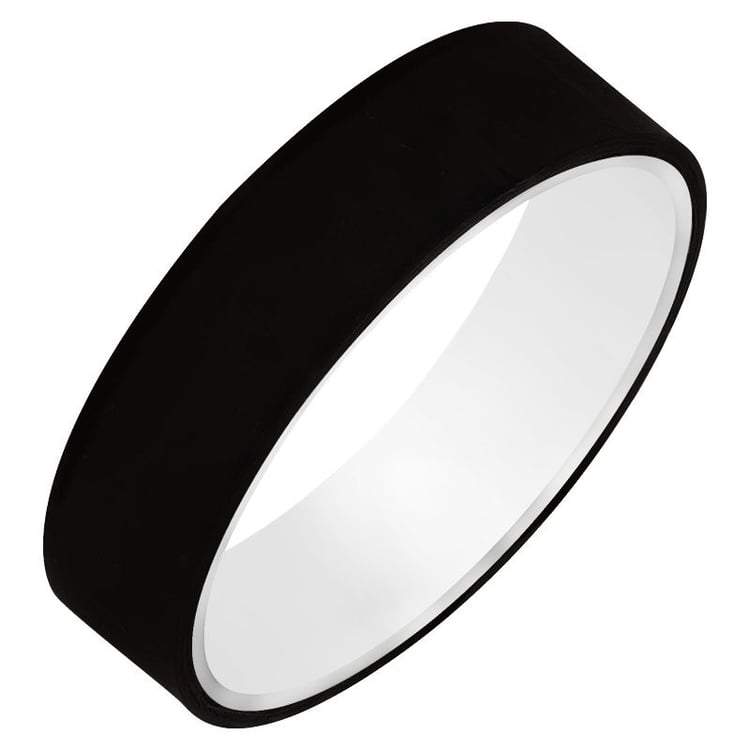 Flacher Ring aus Carbon und Silber mit schwarzen Zirkonia Walker