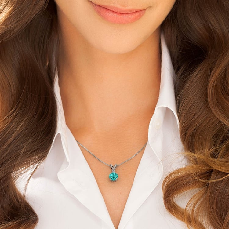 Schmuck Set mit runden Lab Grown Paraiba Turmalín Alandra 137061