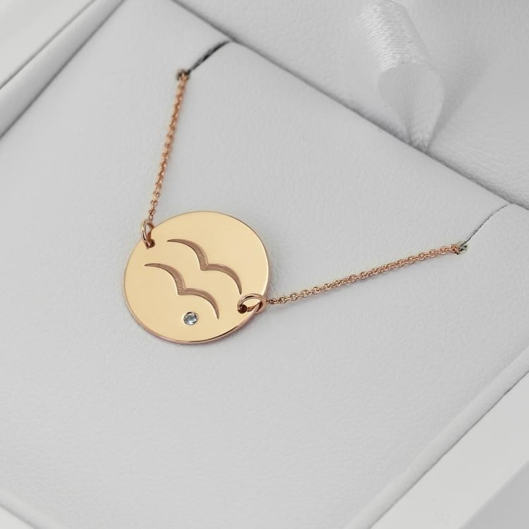 Aquamaring mit Wassermann Gravur Armband in Eppi-Geschenkbox 36049