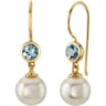 Goldene Perlenohrringe mit Lab Grown Aquamarinen Truett