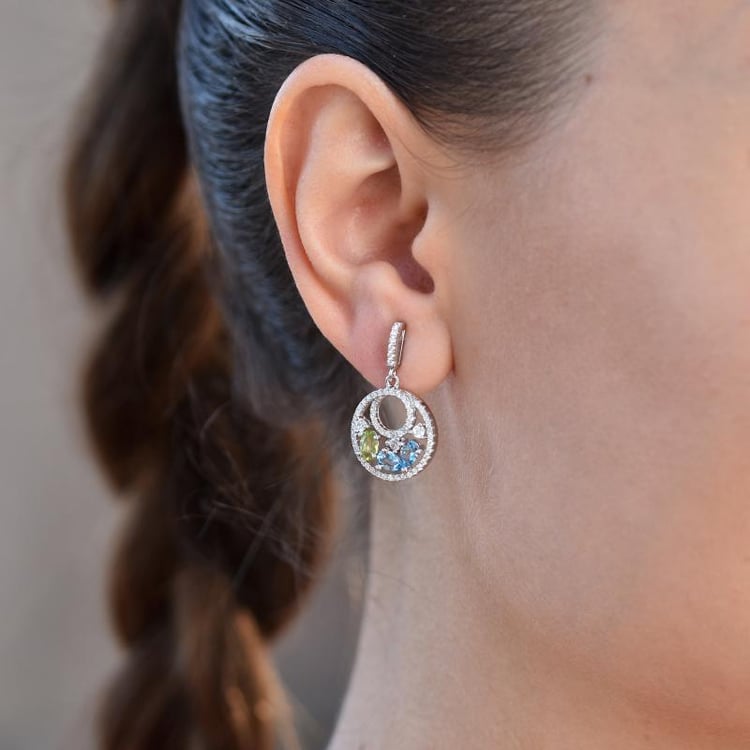 Silberne Ohrringe mit Topas und Olivin Karim 45363