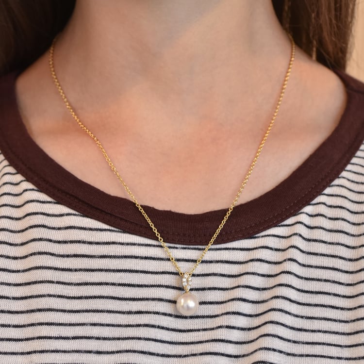 Goldener Perlenanhänger mit Zirkonia Ezio 104861