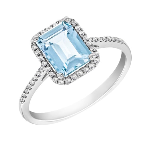 Goldener Diamantring mit Aquamarin Oceane