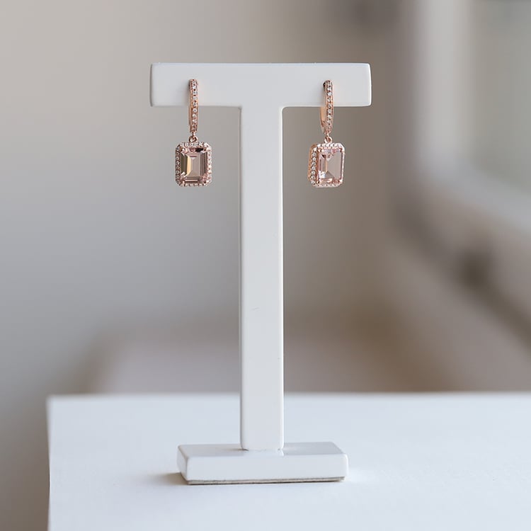 Bezaubernde Goldohrhänger mit Morganit und Diamanten Bibi 73667