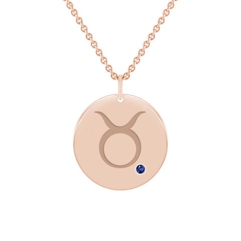 Silberner Anhänger mit Sternzeichen und einem blauen Saphir Stier 103433