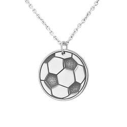 Silberner Anhänger Fußball mit Gravur Ihrer Wahl Football