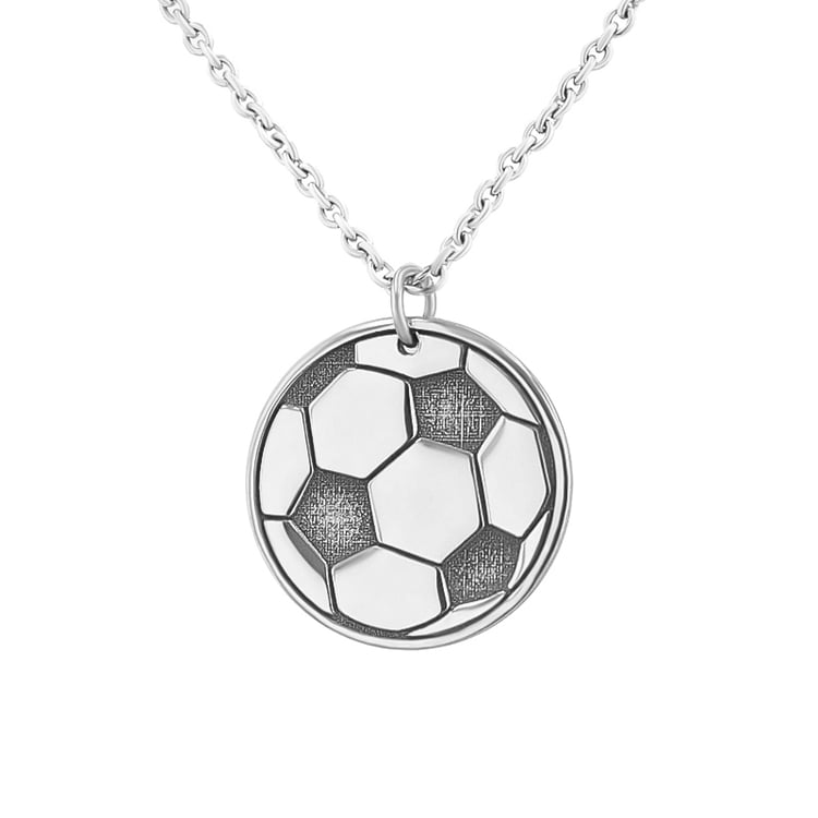 Silberner Anhänger Fußball mit Gravur Ihrer Wahl Football