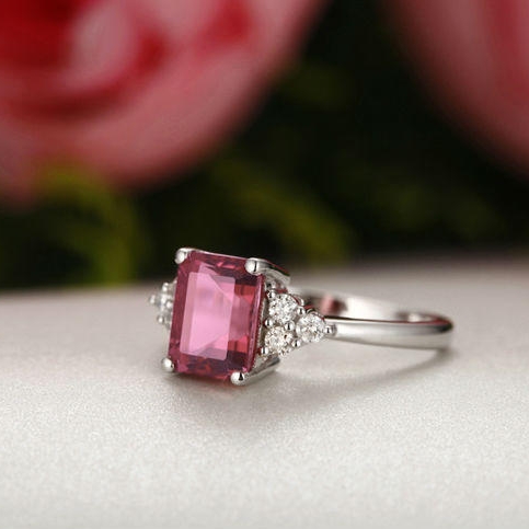 Diamantring Weißgold mit Turmalin 2418