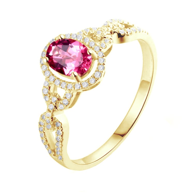 Goldener Ring mit Turmalin in Ovalschiff und Diamanten Denzel 81359