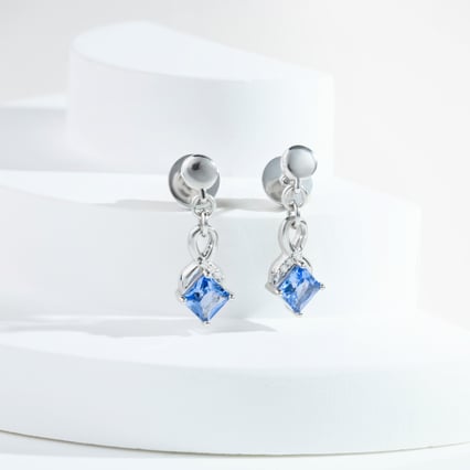 Silberne Ohrringe mit simulierten Tansaniten und Lab Grown Diamanten Mia