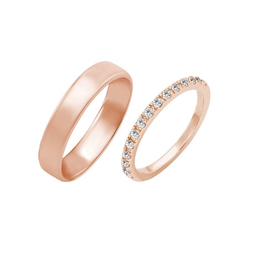 Eheringe aus Eternity-Ring mit Lab Grown Diamanten und einem breiten Komfort-Ring Driany