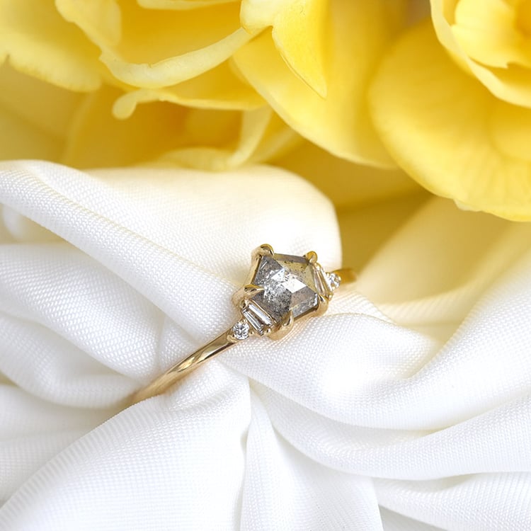 Salt and Pepper Diamant im goldenen Ring Stefan 82464