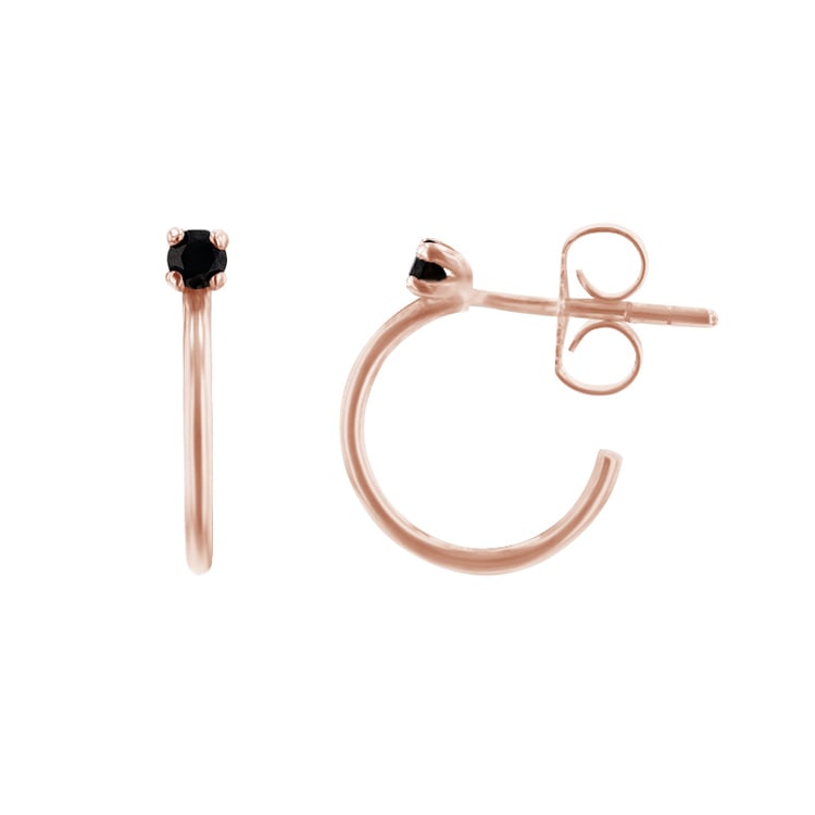 Goldene Ringohrringe mit schwarzen Diamanten Uthyr 93887