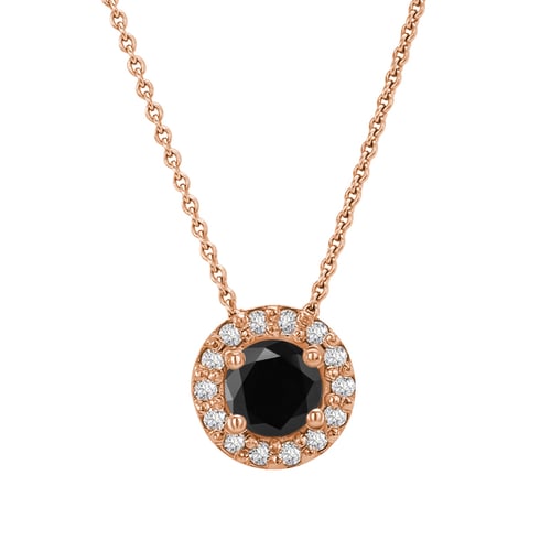 Halo-Anhänger mit schwarzem Diamanten Vicky