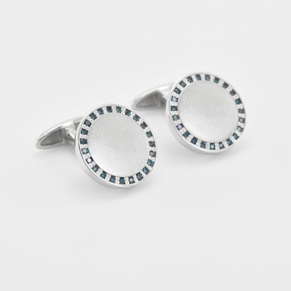 Manschettenknöpfe aus Silber mit blauen Diamanten Tallis