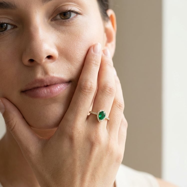 Scheidungsring mit Lab Grown Smaragd in Tropfenform und Diamanten Peter 166258