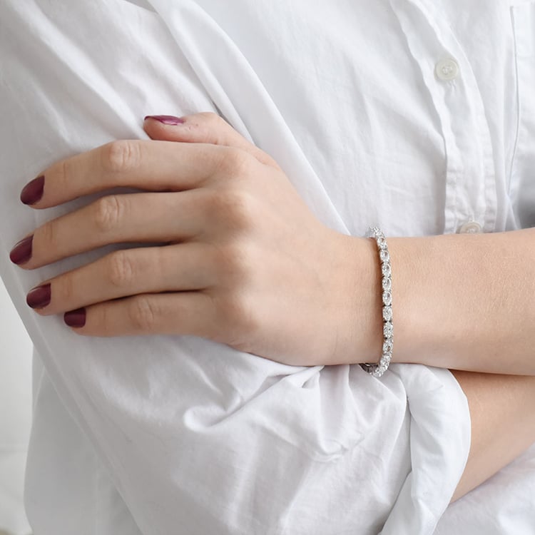 Silbernes Armband mit ovalen Zirkonia Rolf 90691