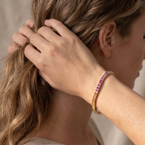 Elegantes silbernes Armband mit Saphir Kyril
