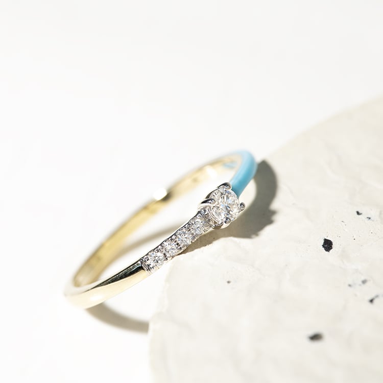 Blauer Keramikring mit Diamanten Ciaran 127545