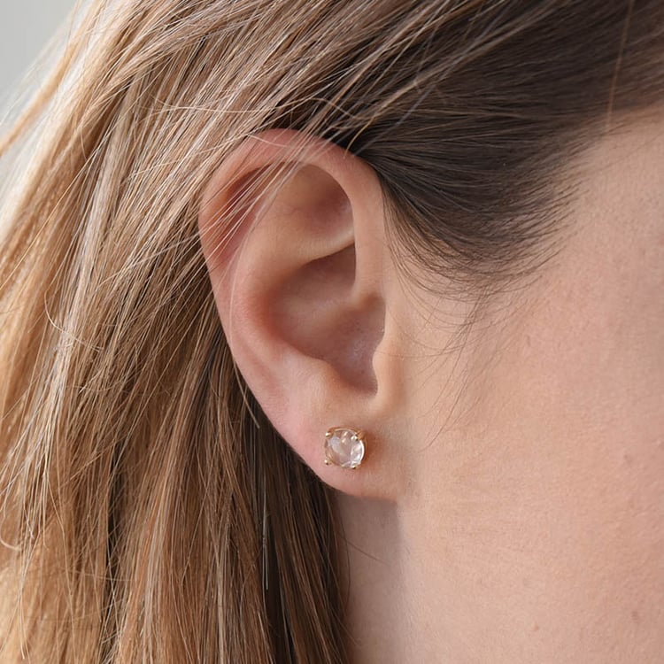 Zarte goldene Ohrringe mit Rosenquartzen Bernice 79942