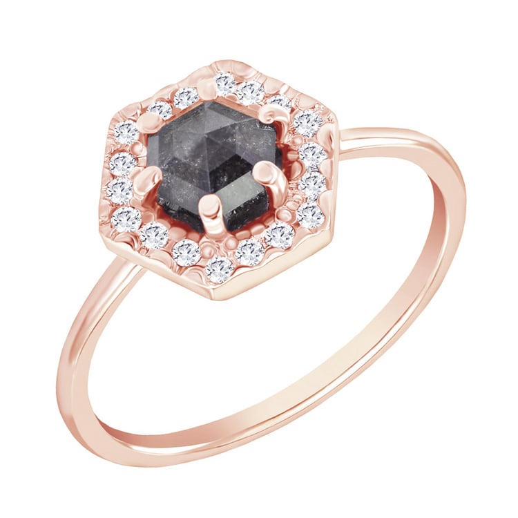Ring mit Hexagon Salt and Pepper Diamant 96794