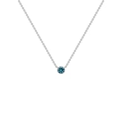 Silberne minimalistische Kette mit einem blauen Diamanten Glosie