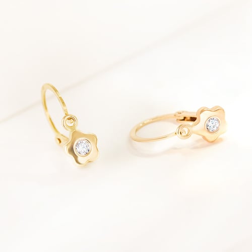 Goldene Kinder-Ohrringe mit Blume Lily